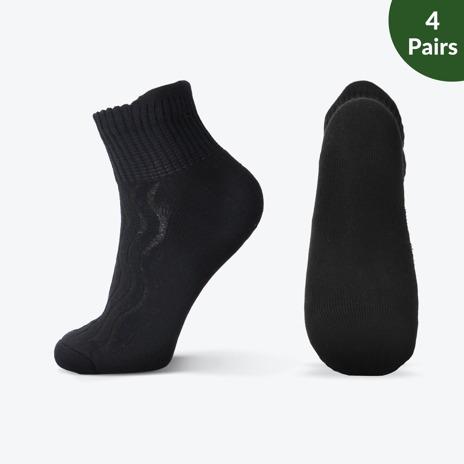 Wide non-binding Bamboo diabetic socks, seamless toe, air vent with cushion sole, 4 pairs